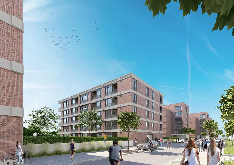 Ein Viertel der Wohnungen wird sozial gefördert sein. Grafik: Justus Grosse