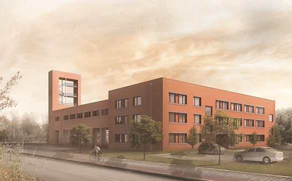 So wird die Feuer- und Rettungswache 7 am Hochschulring nach ihrer Fertigstellung aussehen. Foto: ARGE Planungsgruppe Gestering Knipping Schone & Schulze Pampus Architekten.