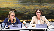 Senatorin Maike Schaefer und Senatorin Kristina Vogt stellen die Einigung für den Gewerbeentwicklungsprogramm 2030 vor. Foto: Senatspressestelle
