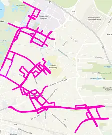 Streckenverlauf der Straßenbefahrung. Foto: Landesamt GeoInformation Bremen