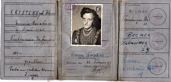Der Ausweis von Emma Kristens. Foto: LzpB Bremen