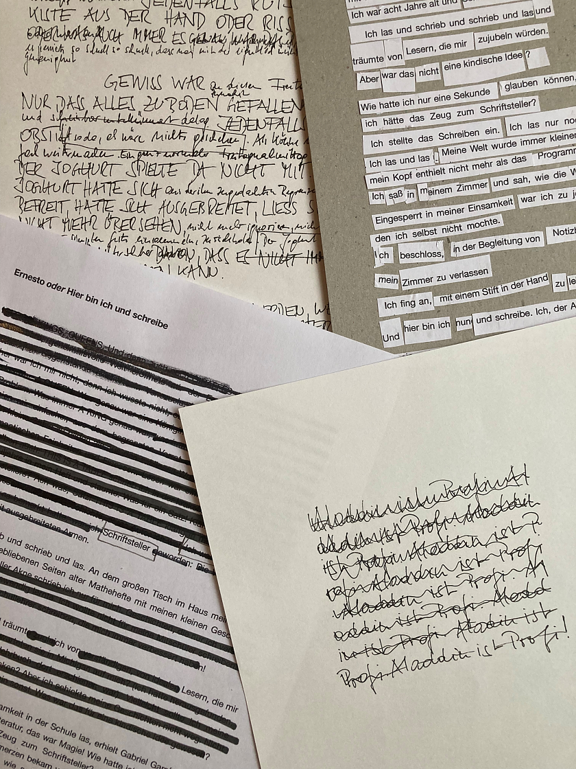 Für ihre Textvariationen probierte Reichelt verschiedene Möglichkeiten aus. Foto: Raja Löbbe