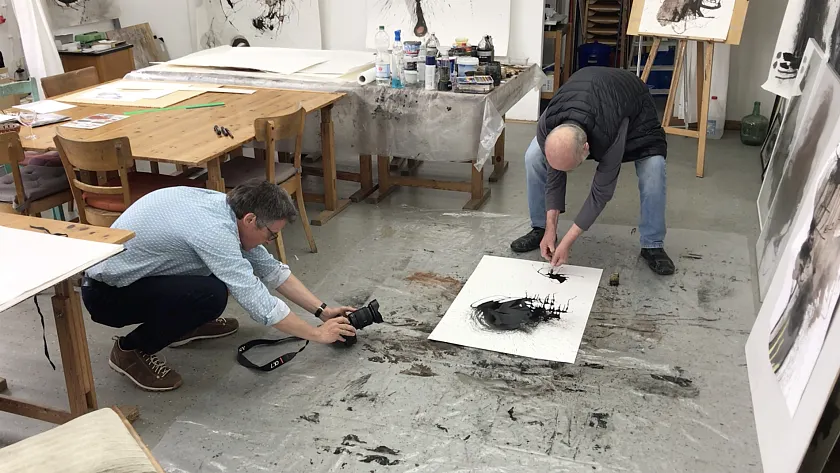 Rainer Geue und Tilman Rothermel auf der Suche nach der besten Inszenierung für das Portrait, Foto: Rainer Geue Fotografie