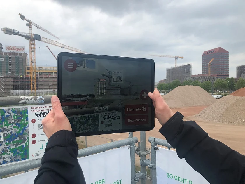 Mithilfe der App lassen sich Stadtteile schon jetzt so sehen, wie sie demnächst aussehen werden. Foto: GeoInformation Bremen