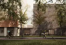 Der neue Magazinbau des Staatsarchivs von der Seite, Foto: Büro Bruno Fioretti Marquez GmbH