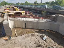 Eines der Widerlager, Baustelle im Mai 2021, Foto: ASV