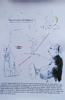 Ein Auszug aus Reckers Tagebuch mit Skizze und Text. Für jeden Tag im Jahr 2021 wurden etwas angefertigt. Foto: Kulturressort