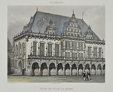 Das Bremer Rathaus im Jahr 1840. Foto: Staatsarchiv