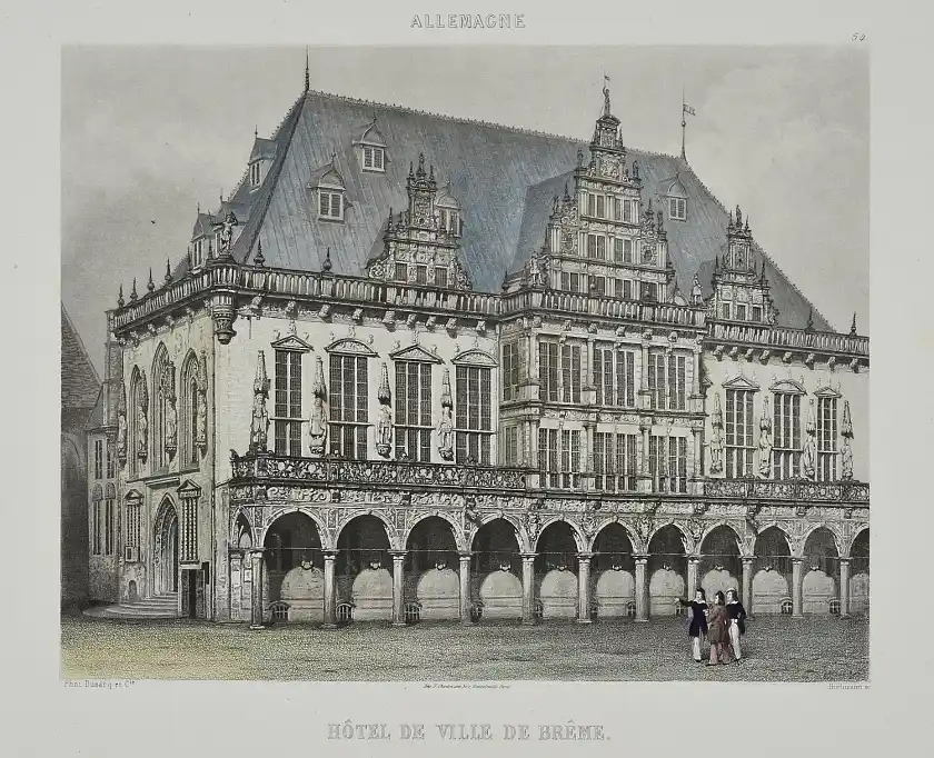 Das Bremer Rathaus im Jahr 1840. Foto: Staatsarchiv Das Bremer Rathaus im Jahr 1840. Foto: Staatsarchiv