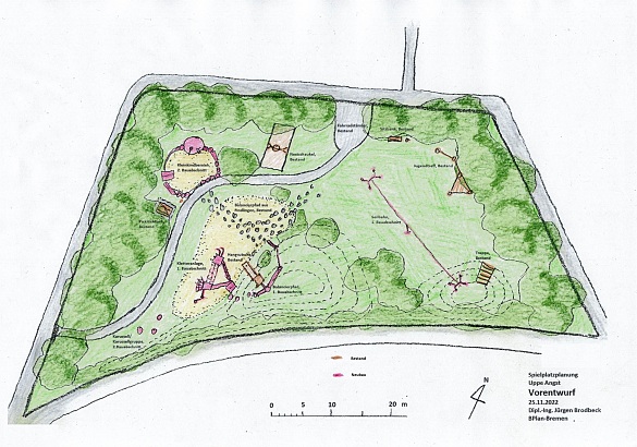 Die Entwurfsskizze zeigt einen Überblick über den derzeitigen Stand der Planungen. Skizze: BPLAN-Bremen