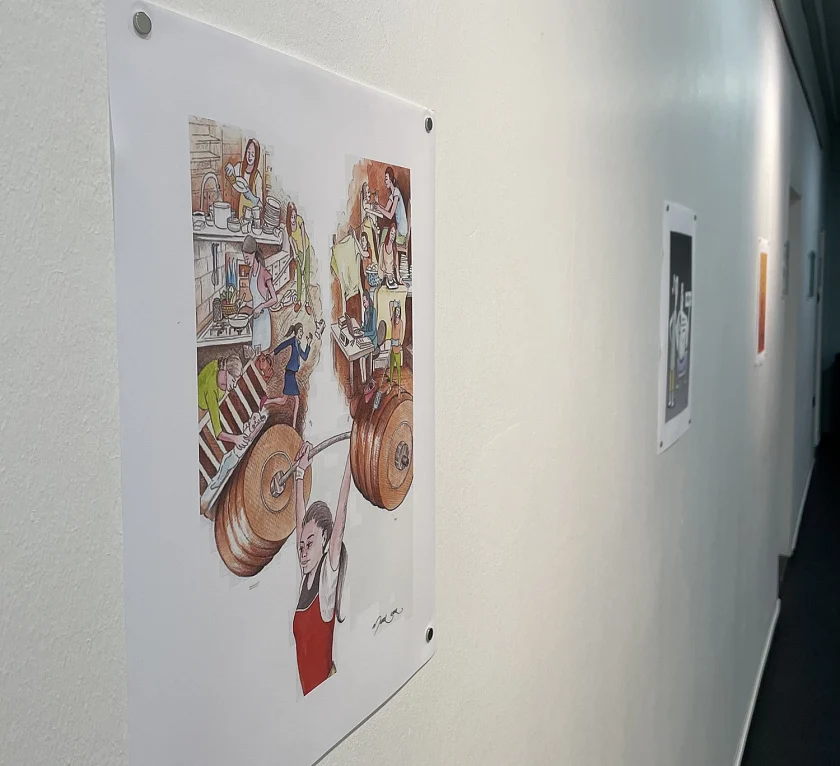 Ausstellung der Ergebnisse des internationalen Karikaturenwettbewerbs zur Gleichstellung aus Izmir in der Volkshochschule Bremen. Foto: Senatspressestelle