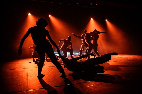 Mit seiner beeindruckenden Performance begeisterte das Tanzkollektiv von Steptext Dance Projekt: Of curious nature UN-ZEIT in einer Choreografie von Helge Letonja das Publikum vollends. Foto: Kerstin Rolfes