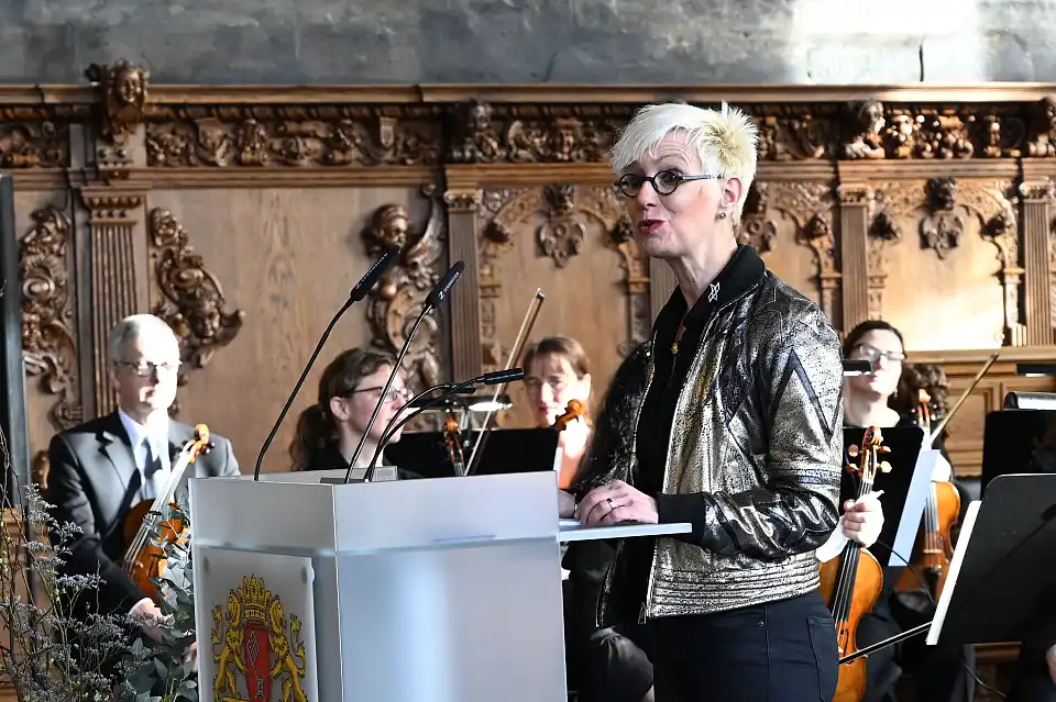 Wissen schafft Zukunft: Prof. Dr.-Ing. Anke Kaysser-Pyzalla hielt die Festrede beim Neujahrsempfang 2023. Foto: Senatspressestelle 