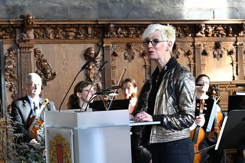 Wissen schafft Zukunft: Prof. Dr.-Ing. Anke Kaysser-Pyzalla hielt die Festrede beim Neujahrsempfang 2023. Foto: Senatspressestelle 