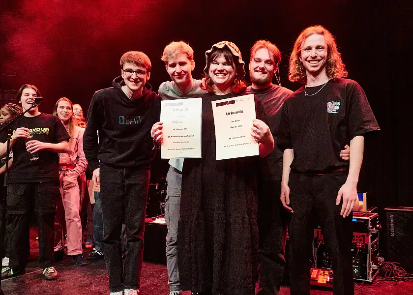 Große Freude bei der Band Halftime: Die Gruppe ließ in diesem Jahr die Konkurrenz hinter sich und ging als Siegerin von der Bühne. Foto: Michael Schnelle, Fotoarchiv SKB