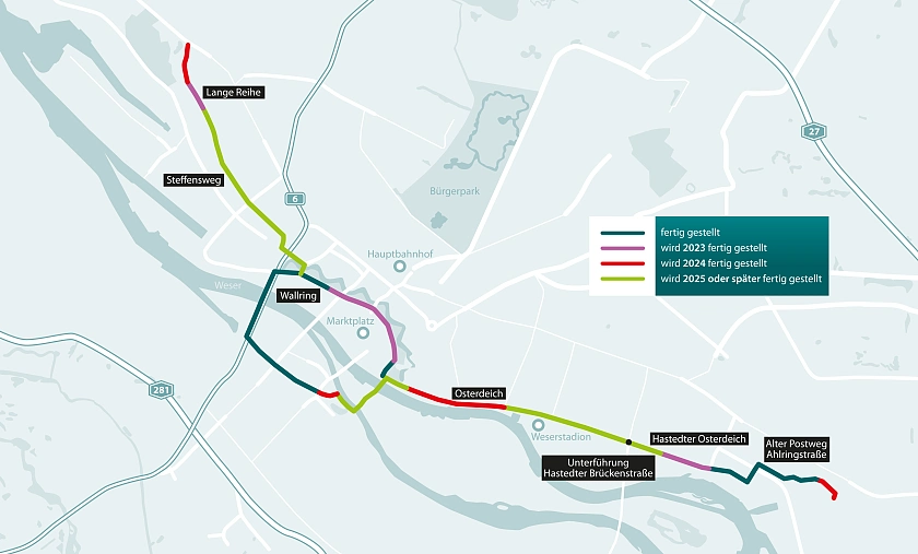 Übersichtskarte Radpremiumrouten Wallring und D.15. Quelle: ASV