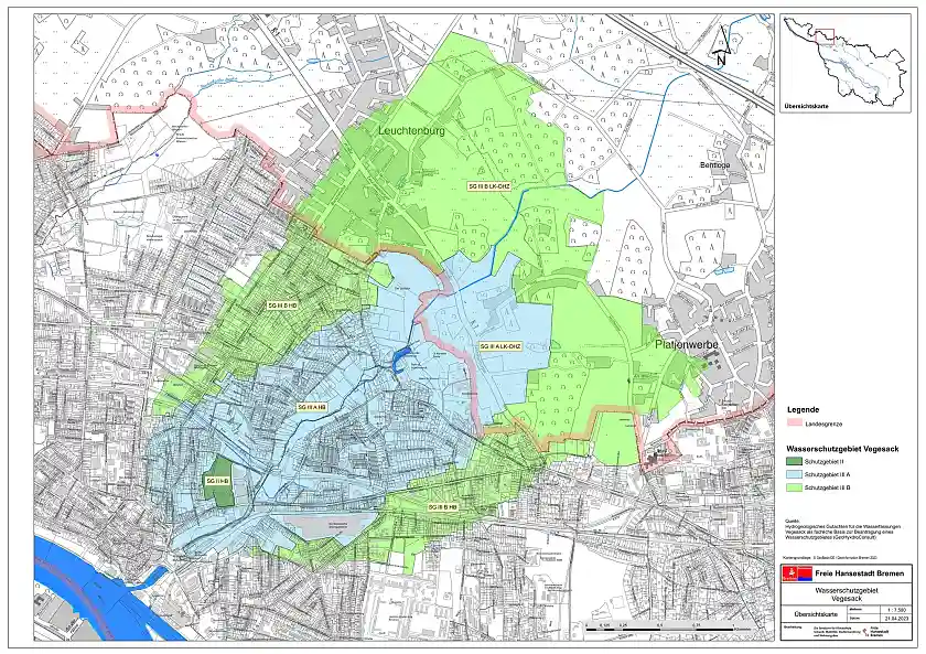 Schutzzonenverlauf im Wasserschutzgebiet Vegesack. Foto: Umweltressort