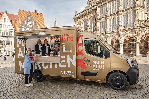 Für die Bremer Tourismusförderer im Einsatz: Das neue Bremen-Mobil. Foto: WFB