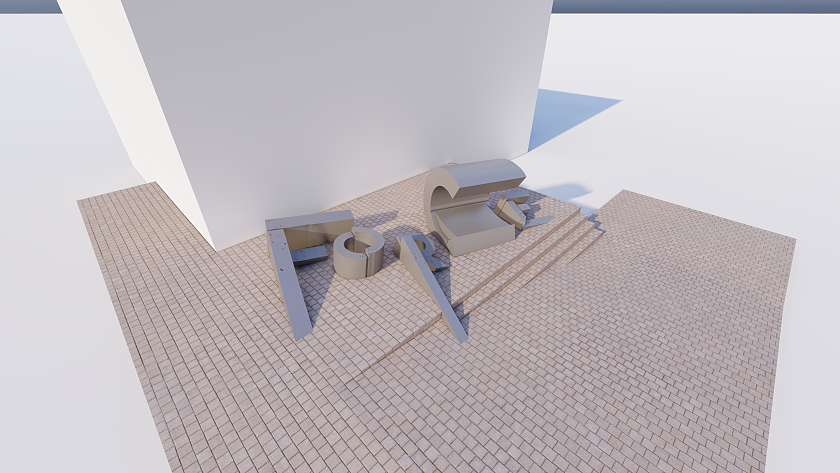 Das Mahnmal bildet aus in den Boden eingelassenen Buchstaben das Wort Force. Foto: Usha Seejarim