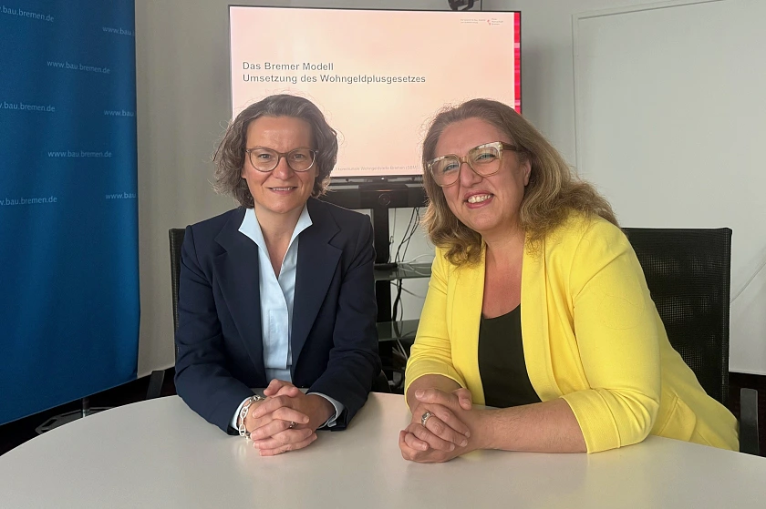 Die nordrhein-westfälische Bauministerin Ina Scharrenbach (links) besuchte Bremens Bausenatorin Özlem Ünsal. Foto: Bauressort