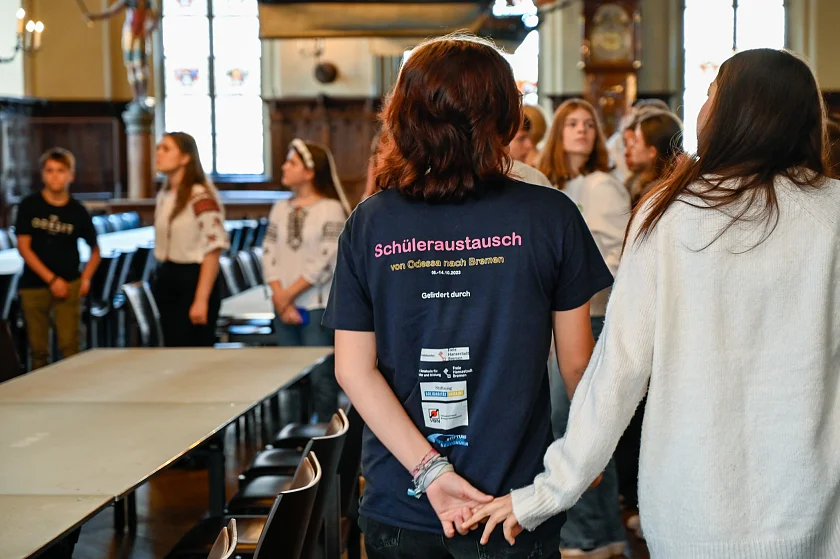 Ein Gruppe von Schülerinnen und Schüler aus Odessa war im  Oktober bereits in Bremen. Weitere Besuche sind geplant. Foto: Senatspressestelle