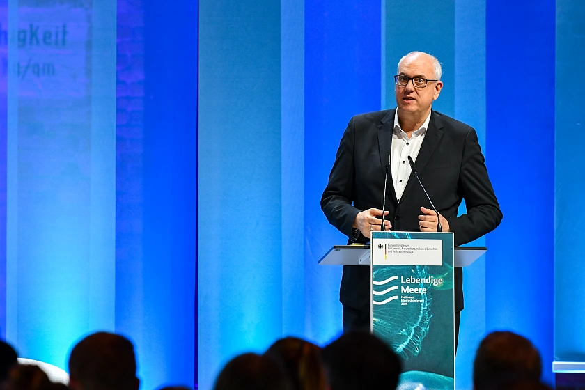 Bremen ist in der Meeresforschung führend, betonte Bürgermeister Bovenschulte in seiner Rede bei der Nationalen Meereskonferenz in Berlin. Foto: Landesvertretung Bremen