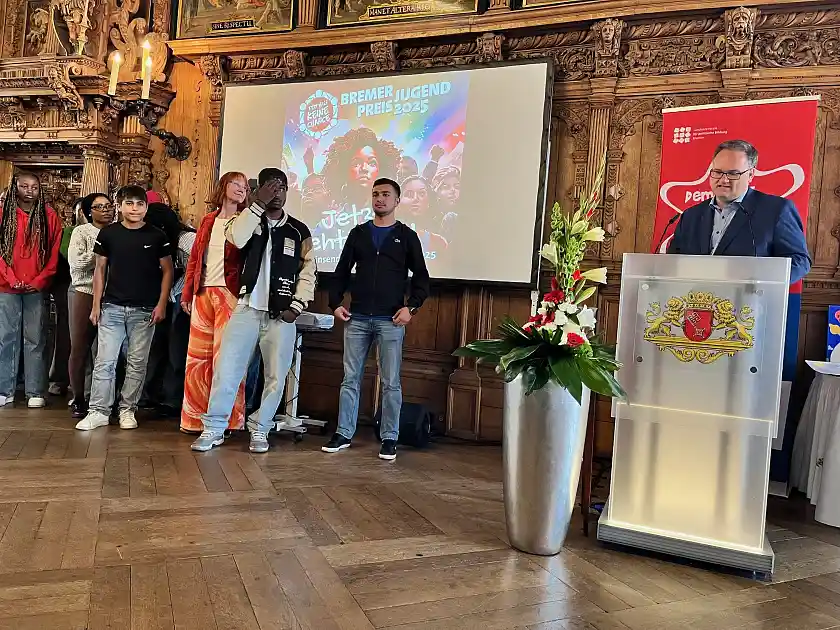 Finanzsenator Björn Fecker bei der Preisverleihung.