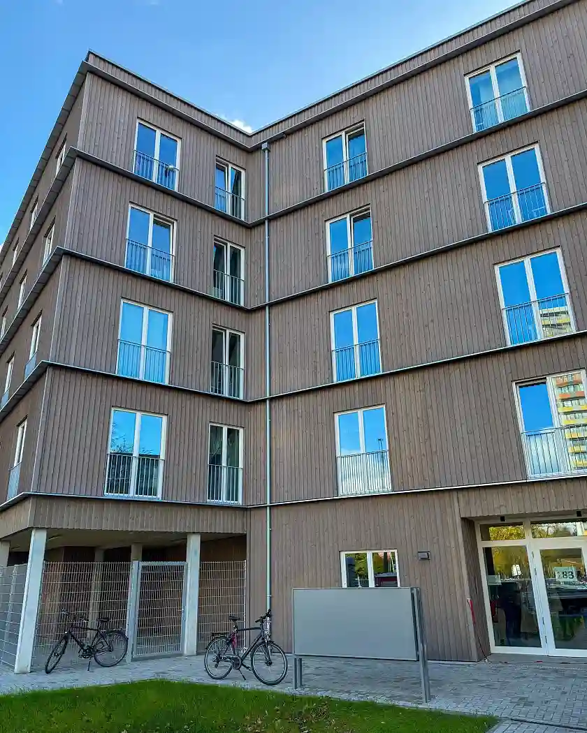 Das Azubi-Wohnheim auf dem Ellener Hof besteht zu 85 Prozent aus Holz. 
