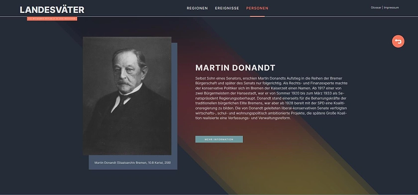 Die Informationstafel zu Bürgermeister Martin Donandt. 