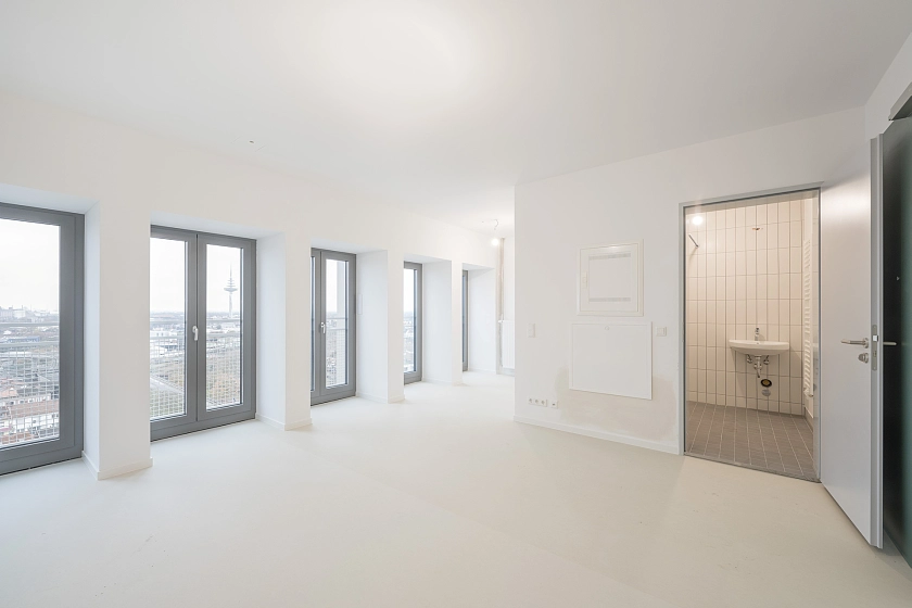 Die Appartements im Q45-Hochhaus haben eine Größe von 29 bis 33 Quadratmetern. 