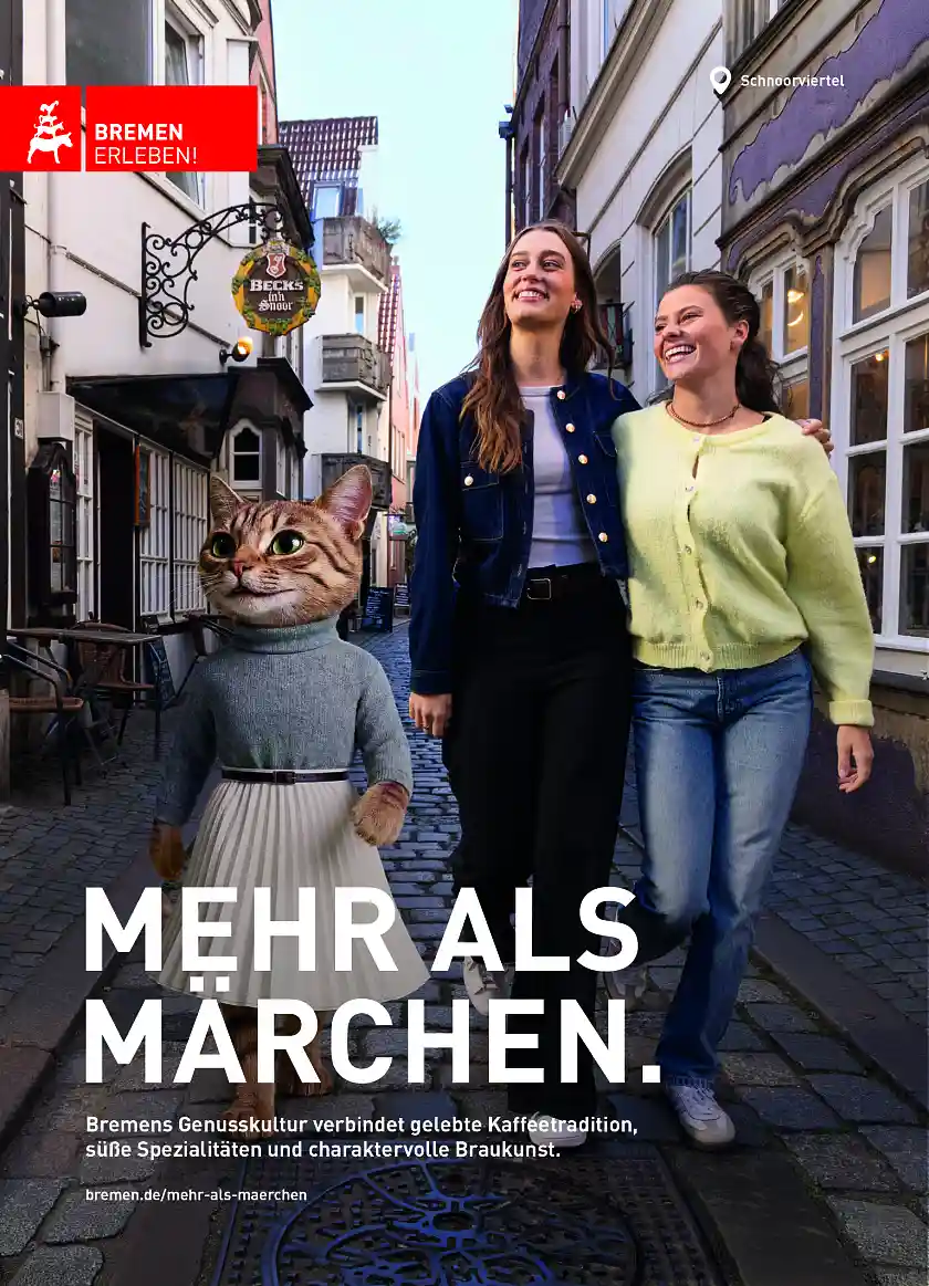 Auf den Motiven finde sich immer ein KI-generiertes Tier der Bremer Stadtmusikanten. 
