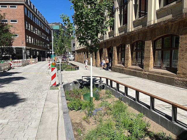 Blick in die Dechanatstraße. 