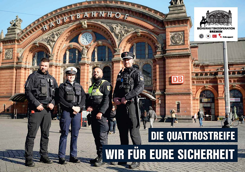 Mit diesem Plakat weisen die Partner auf die Quattr- Streifen am und um den Hauptbahnhof hin. 
