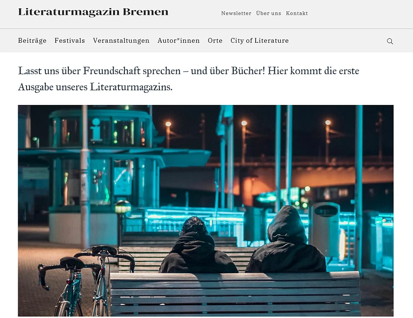 Screenshot von dem neuen Literaturmagazin