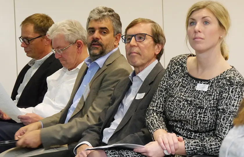 Expertenhearing zur  Fachkraftquote in der Altenpflege mit Burkhardt Zieger, Prof. Dr. Hermann Brandenburg, Prof. Dr. Heinz Rothgang, Dr. Arnold Knigge und Johanna Kaste (von links). 