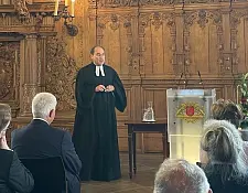 Schauspieler Markus Seuß als Georg Gottfried Treviranus, erster Präses der Inneren Mission Bremen. Foto: Sozialressort